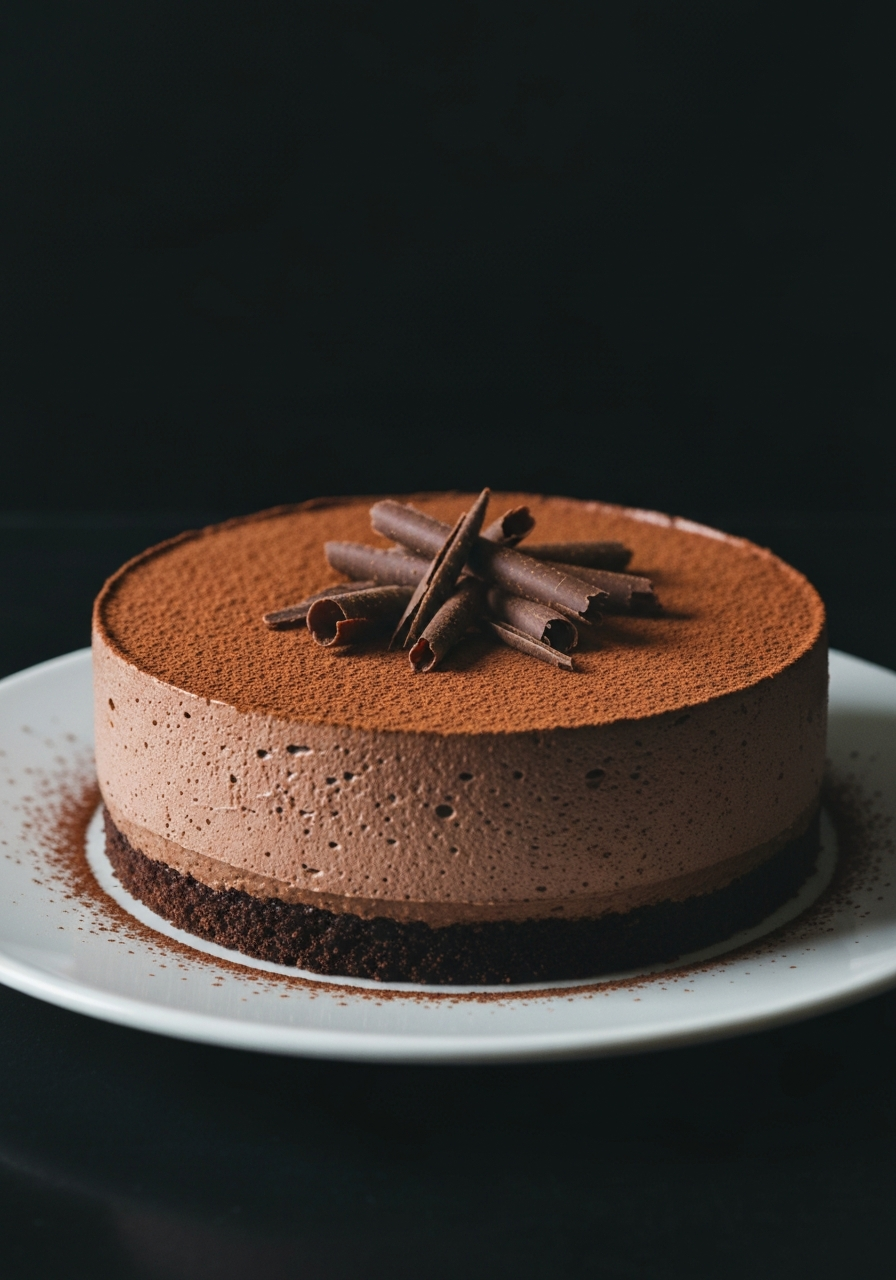 Dutch Truffle Cake with cocoa dusting