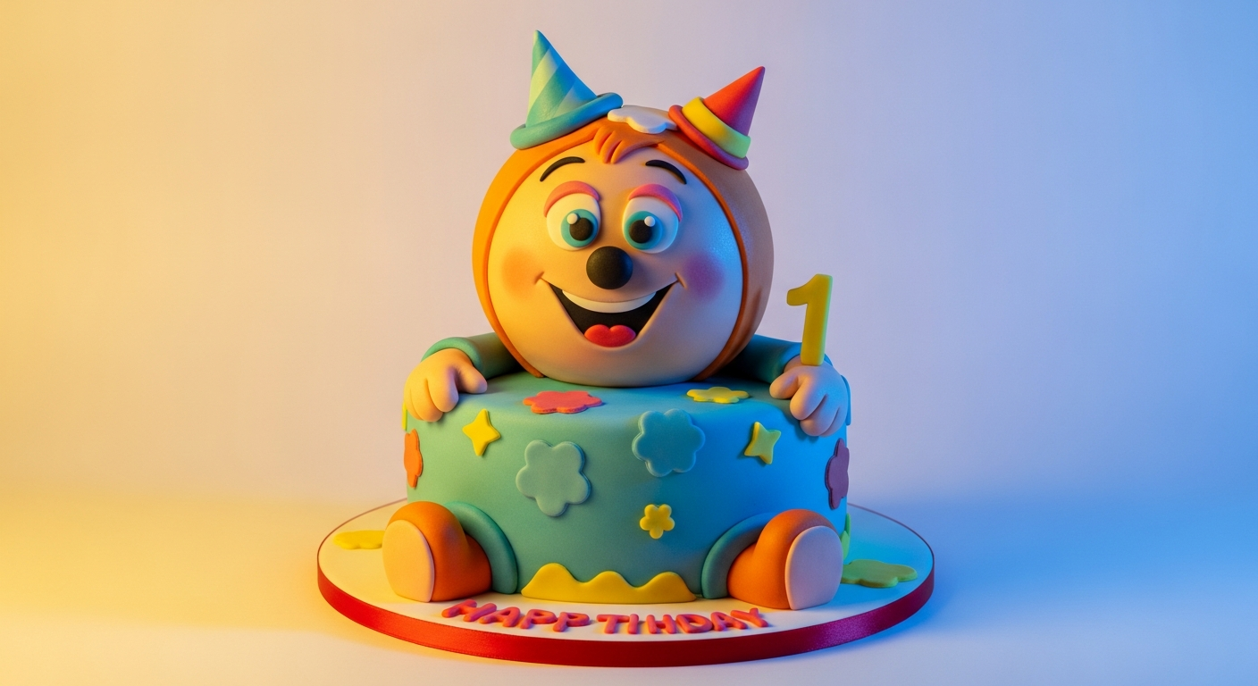 Custom fondant character cake for a birthday