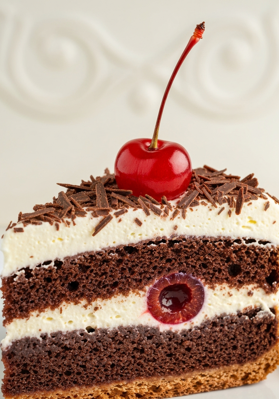 Black Forest Pastry with cherry and cream